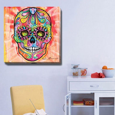 Sugar Skull Stretched Canvas Print,hywallart