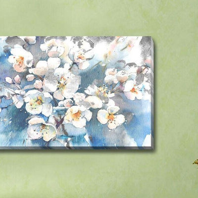 White Blue Flowers Stretched Canvas Prints,hywallart