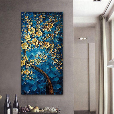 Blue Flower Tree Stretched Canvas Print,hywallart