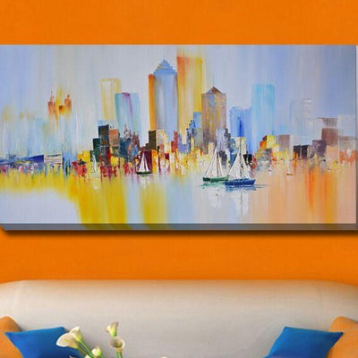 City Habour Stretched Canvas Print,hywallart