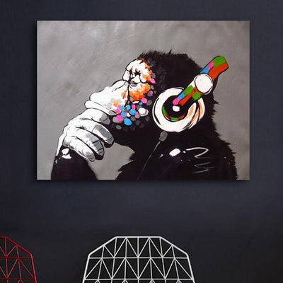 Gorilla Abstract Stretched Canvas Print,hywallart