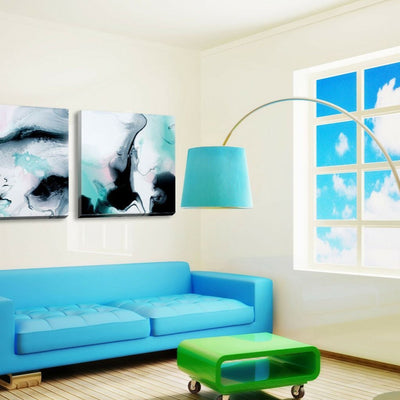 Set of 2 black blue Stretched Canvas Print,hywallart