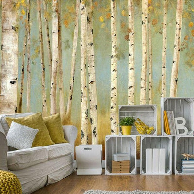 Birch Forest Removable Wall Mural,hywallart