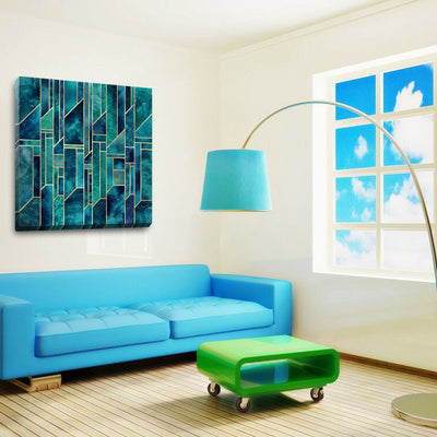 Jade Gold Geometric Stretched Canvas Print,hywallart