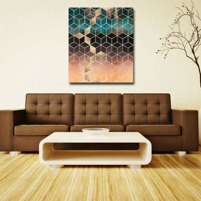 Geometric Grid Stretched Canvas Print,hywallart