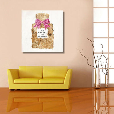 Gold Perfume Stretched Canvas Print,hywallart