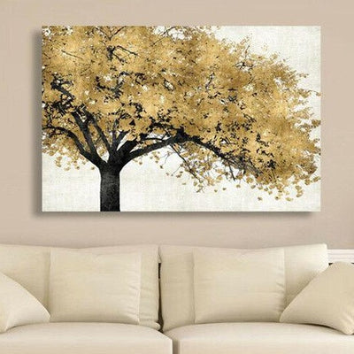 Golden Tree Stretched Canvas Print,hywallart