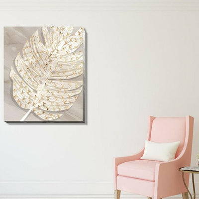 Golden Leave Fashion Stretched Canvas Print,hywallart