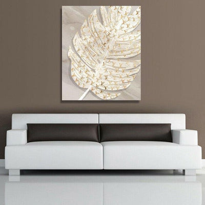 Golden Leave Fashion Stretched Canvas Print,hywallart