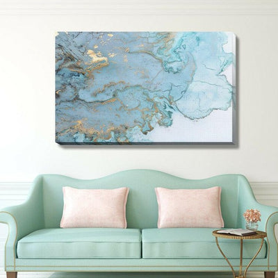 Abstract Blue Gold Stretched Canvas Print,hywallart