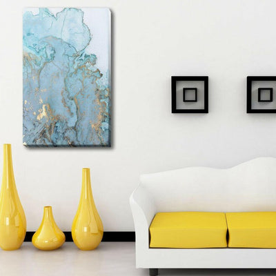 Abstract Blue Gold Stretched Canvas Print,hywallart