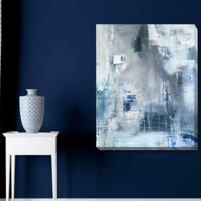 Blue Gray Abstract Stretched Canvas Print,hywallart
