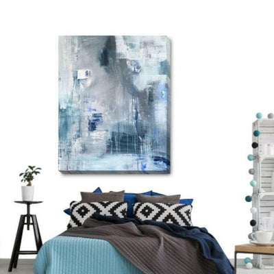 Blue Gray Abstract Stretched Canvas Print,hywallart