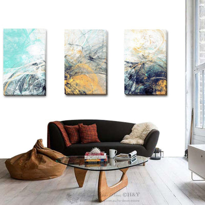 Set Of 3 Abstract Stretched Canvas Print Framed Wall Art Home Office Shop Decor,hywallart