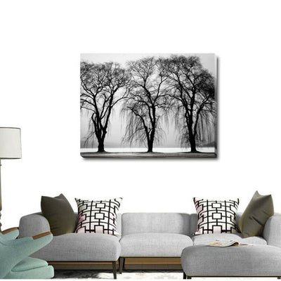 3 Sisters Black Trees Stretched Canvas Print,hywallart