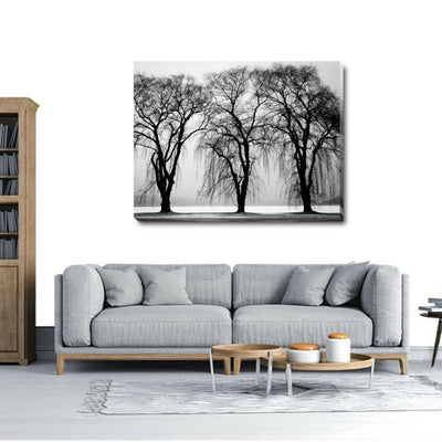 3 Sisters Black Trees Stretched Canvas Print,hywallart