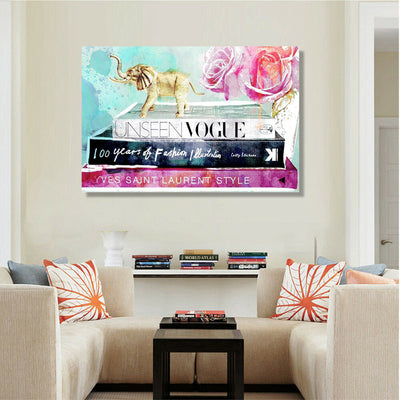 Gold Elephant Fashion Stretched Canvas Print,hywallart