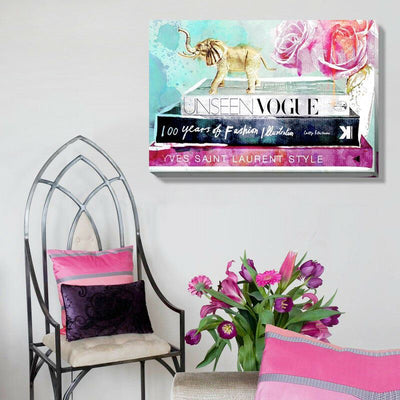 Gold Elephant Fashion Stretched Canvas Print,hywallart