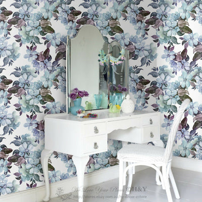Flower Leaves Wall Paper Removable Mural Coverings Wallpaper Art Print Decor B04,hywallart