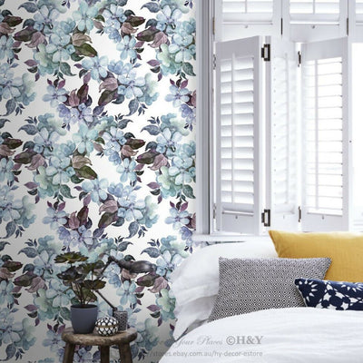 Flower Leaves Wall Paper Removable Mural Coverings Wallpaper Art Print Decor B04,hywallart