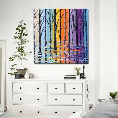 Colour Tree Stretched Canvas Print FW67,hywallart