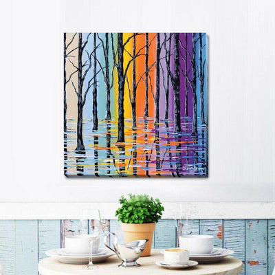 Colour Tree Stretched Canvas Print FW67,hywallart