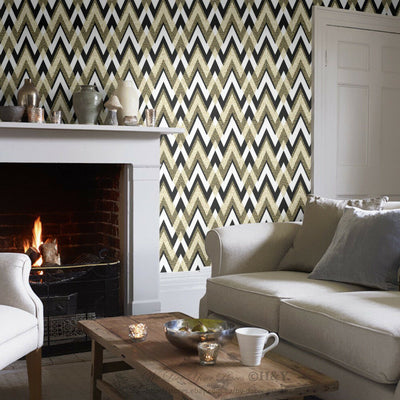 Gold Chevron Wall Paper Print Removable Mural Art Mural Kid Wallpaper Decor G24,hywallart