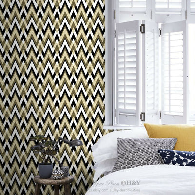 Gold Chevron Wall Paper Print Removable Mural Art Mural Kid Wallpaper Decor G24,hywallart