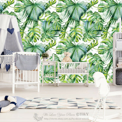 Tropical Leave Wall Paper Print Removable Mural Kids Wallpaper Sticker Decor B34,hywallart