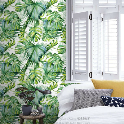 Tropical Leave Wall Paper Print Removable Mural Kids Wallpaper Sticker Decor B34,hywallart