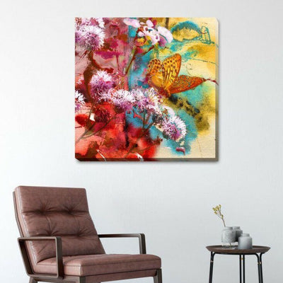 Butterfly Flower Stretched Canvas Print F75,hywallart