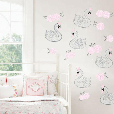 Pink Swan Wall Sticker,hywallart