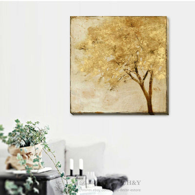 Vintage Golden Tree Stretched Canvas Print Framed Wall Art Home Office Decor F79,hywallart