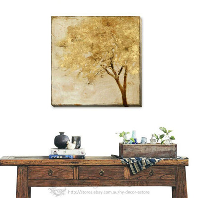 Vintage Golden Tree Stretched Canvas Print Framed Wall Art Home Office Decor F79,hywallart