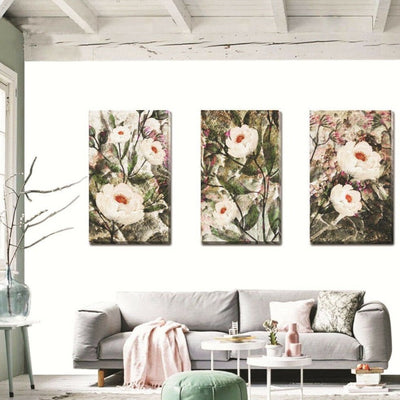 Set Of 3 Flowers Blossom Stretched Canvas Print F84,hywallart