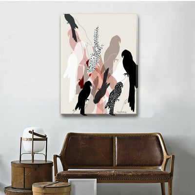 Birds Silhouette Stretched Canvas Print A373,hywallart