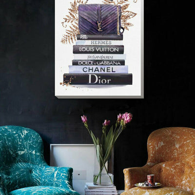 Fashion Bag Book Stretched Canvas Print F130,hywallart
