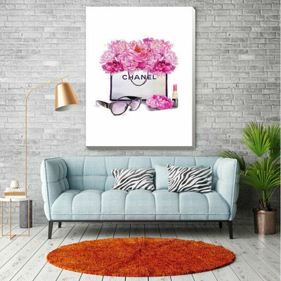 Flower Fashion Bag Stretched Canvas Print F142,hywallart