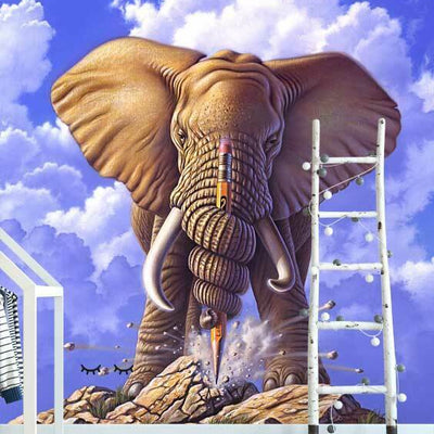 Elephant And Pencil Wall Mural  AM27,hywallart
