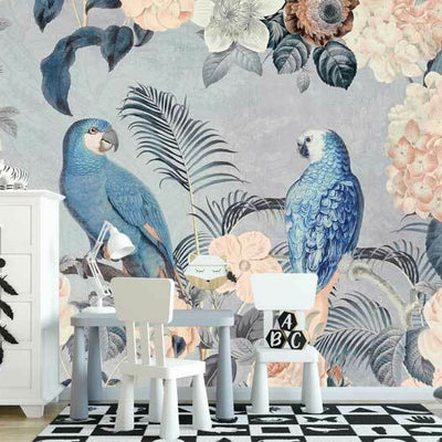 Tropical Flower Birds Vintage Wall Mural AM34,hywallart
