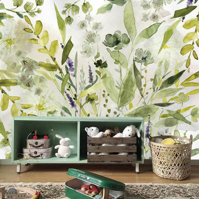 Olive Green Plant Wall Mural B56,hywallart