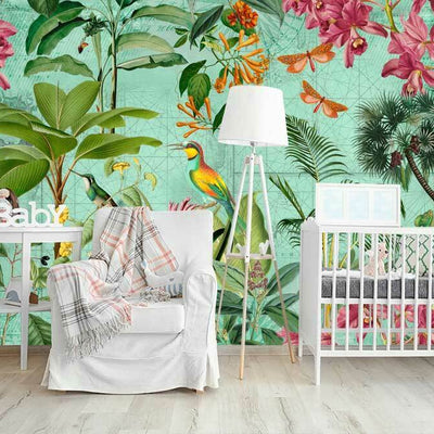 Tropical Paradise Birds Wall Mural B64,hywallart