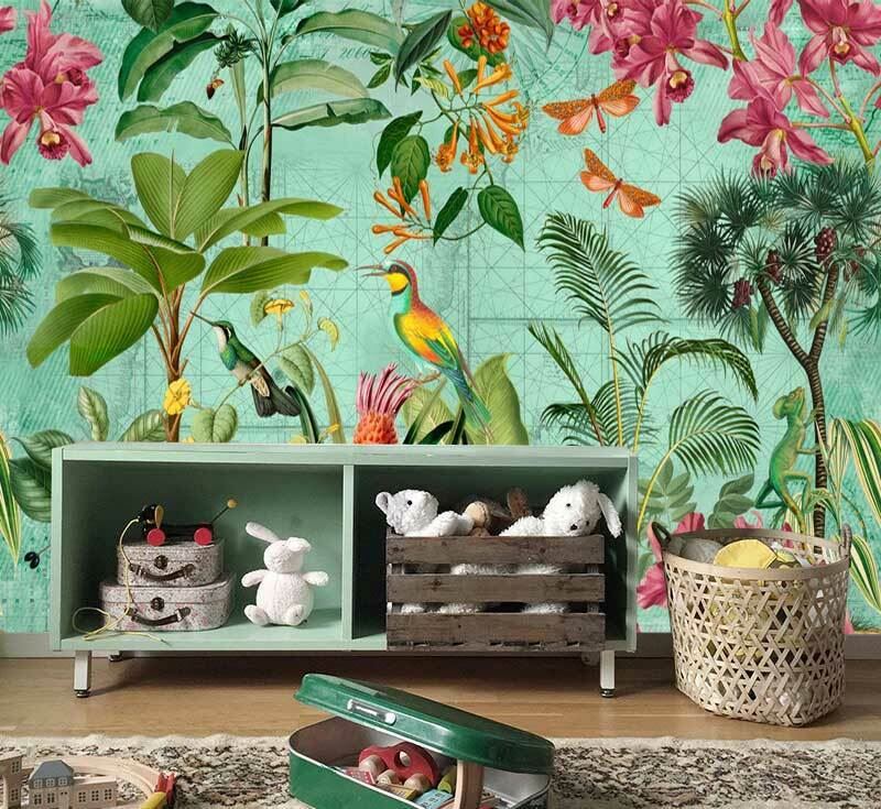 Tropical Paradise Birds Wall Mural B64