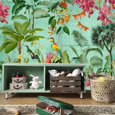 Tropical Paradise Birds Wall Mural B64,hywallart