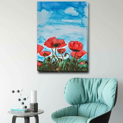 Poppy Flower Cloud Stretched Canvas Art Print F96,hywallart