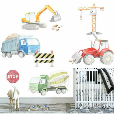 Construction Trucks Tractor Wall Decal,hywallart