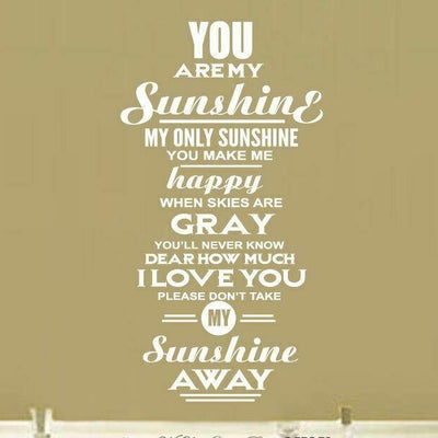 YOU ARE MY SUNSHINE Wall Art Quote - hywallart