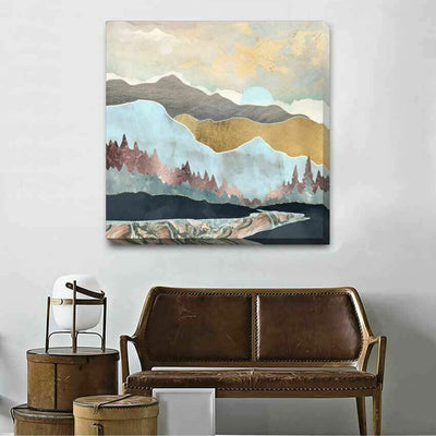 Winter Light Moon Stretched Canvas Print A388 - hywallart