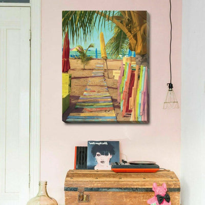 Beachside Boardwalk Stretched Canvas Print,hywallart