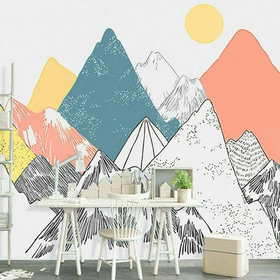 Geometric Mountain Removable Wall Mural  G07 - hywallart